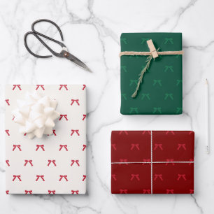 Christmas red burgundy green Ribbon & Bows holiday Wrapping Paper Sheet
