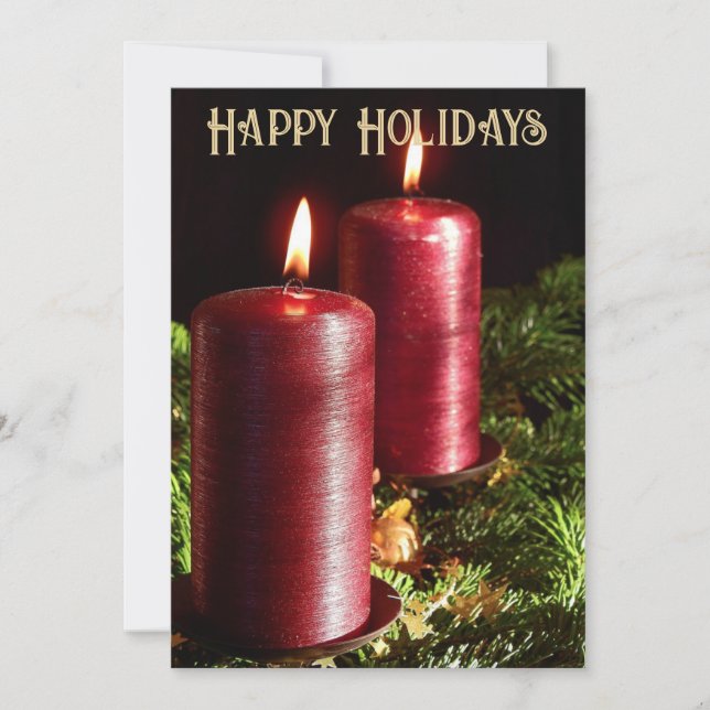 Christmas Red Candles Winter Holidays Holiday Card (Front)