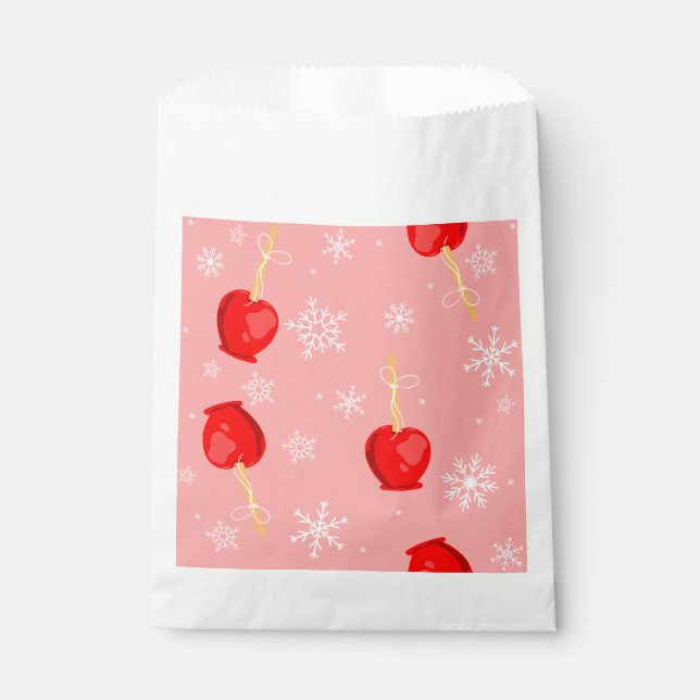 christmas red candy apples pink  favour bags (Front)