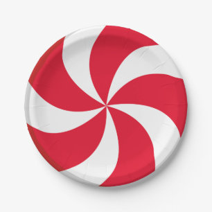 CHRISTMAS RED CANDY PAPER PLATE