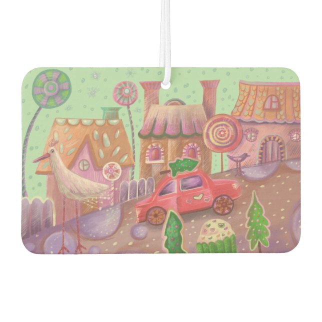 christmas  red car  air freshener (Front)