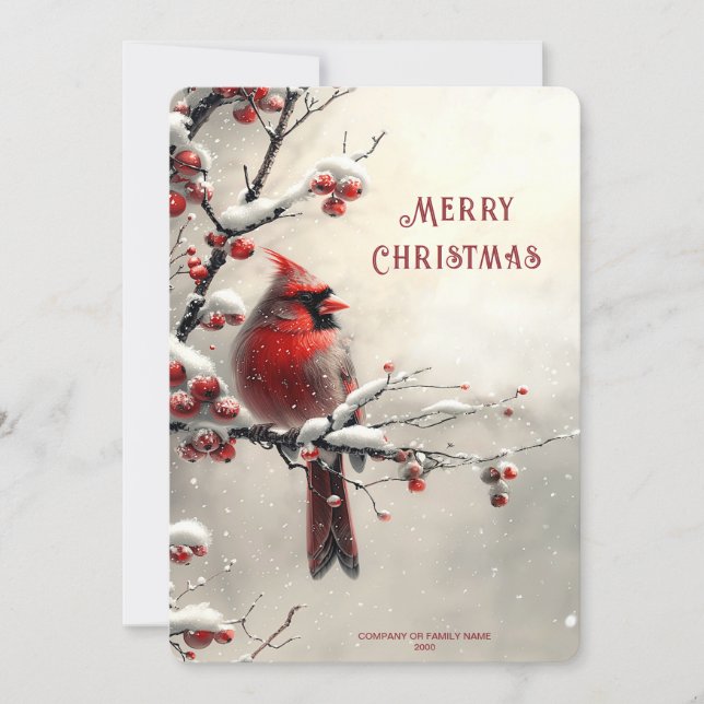 Christmas Red Cardinal Holiday Card (Front)