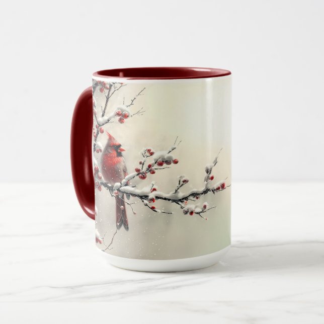 Christmas Red Cardinal Holiday Mug (Front Left)