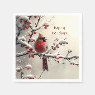 Christmas Red Cardinal Holiday Napkin
