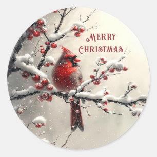 Christmas Red Cardinal Holiday Sticker