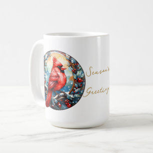 Christmas Red Cardinal Holly Berries Festive Coffee Mug