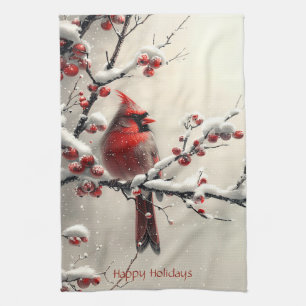 Christmas Red Cardinal Kitchen Towel