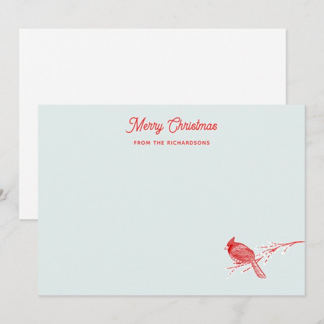 Christmas Red Cardinal Note Card (Front/Back)
