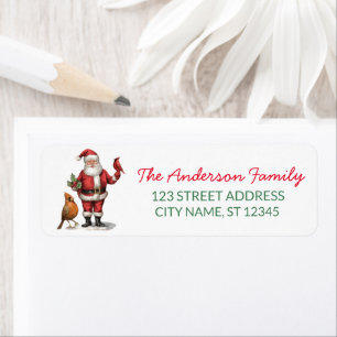 Christmas Red Cardinal Santa Return Address