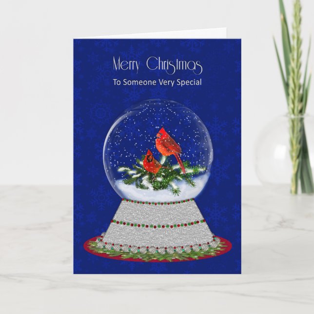 Christmas Red Cardinal Snow-Globe, Someone Special Card (Front)