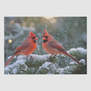 Christmas Red Cardinals on a Snowy Branch Tissue Paper