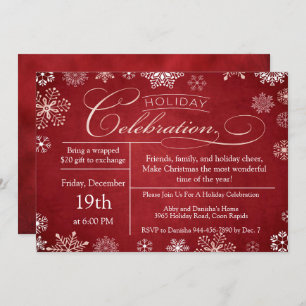 Christmas Red Chalkboard Christmas Party Invitation
