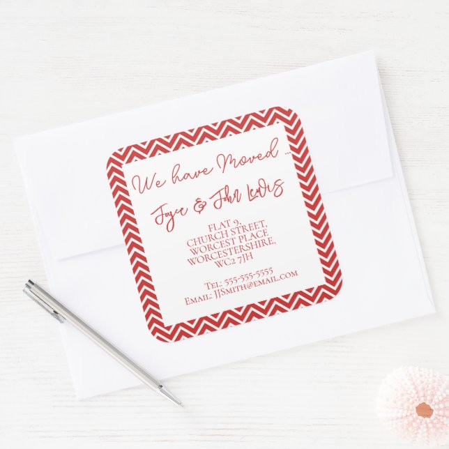 Christmas Red Chevron Return Address Sticker (Envelope)