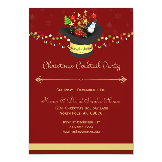 Christmas Red Cocktail Party Invitation