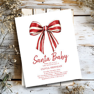 Christmas Red Coquette Bow Baby Shower Invitation