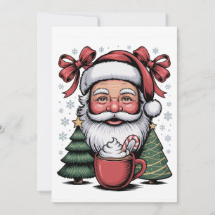 Christmas Red Coquette Santa Xmas Holiday Family Invitation