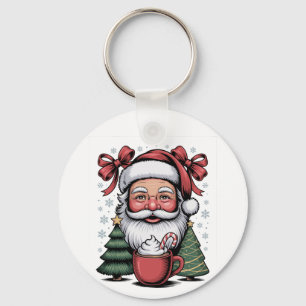 Christmas Red Coquette Santa Xmas Holiday Family Key Ring
