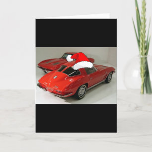 Christmas Red Corvette Classic Split Window Holiday Card