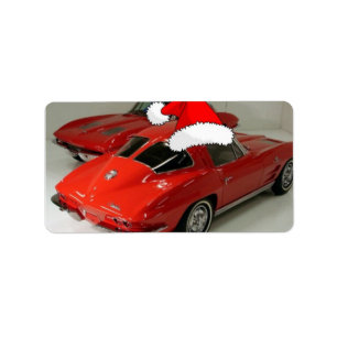 Christmas Red Corvette Classic Split Window Label
