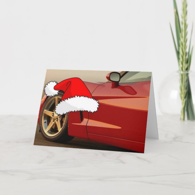 Christmas Red Corvette Holiday Card (Front)