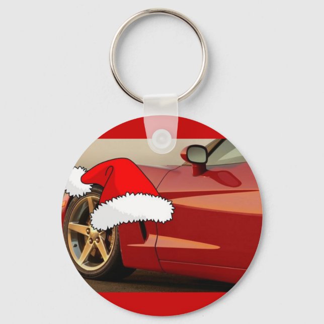 Christmas Red Corvette Key Ring (Front)