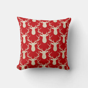 Christmas Red Deer Rustic Woodland Pillow