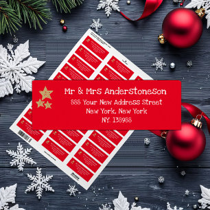 Christmas Red Elegant Script Name Rustic Address