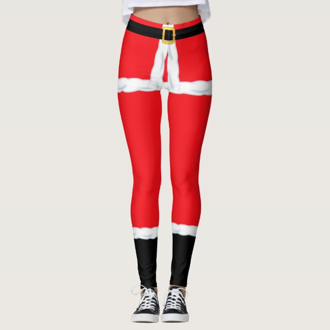 Christmas Red Elf Santa Claus leggings (Front)