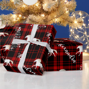 Christmas Red Equestrian Horse Personalised Wrapping Paper