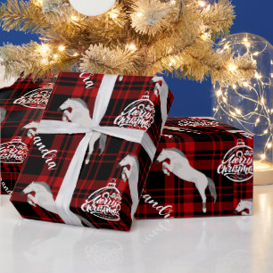 Christmas Red Equestrian Horse Personalised Wrapping Paper