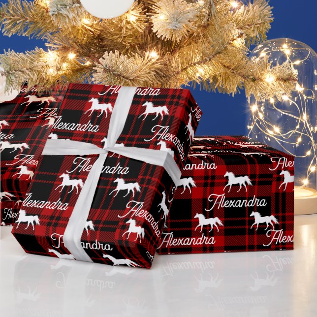 Christmas Red Equestrian Horse Personalised Wrapping Paper (Holidays)