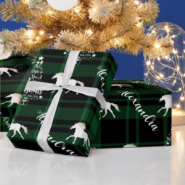 Christmas Red Equestrian Horse Personalised Wrapping Paper (Holidays)