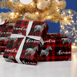 Christmas Red Equestrian Horse Personalized Wrapping Paper