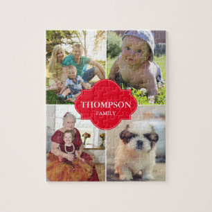 Christmas Red Family Photo collage Jigsaw Puzzle