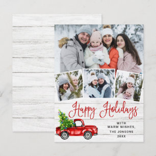 Christmas Red Farm Truck 4 Photo Holiday Card