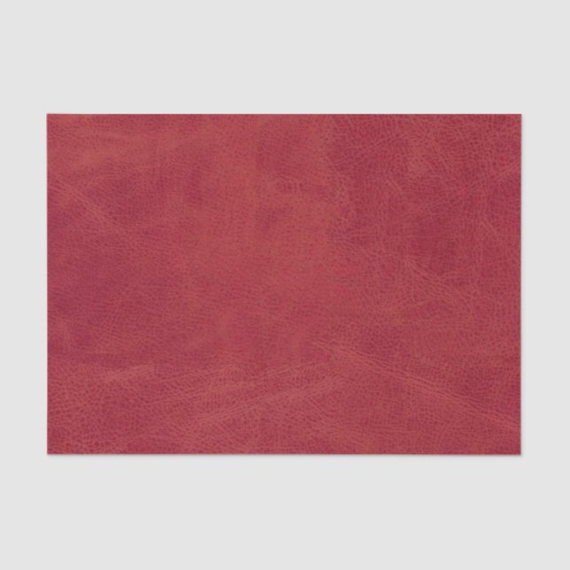 Christmas Red Faux Leather Texture Tissue Paper (Front)