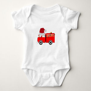 Christmas Red Fire Truck Baby Bodysuit