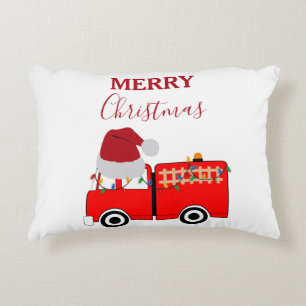 Christmas Red Fire Truck  Decorative Cushion