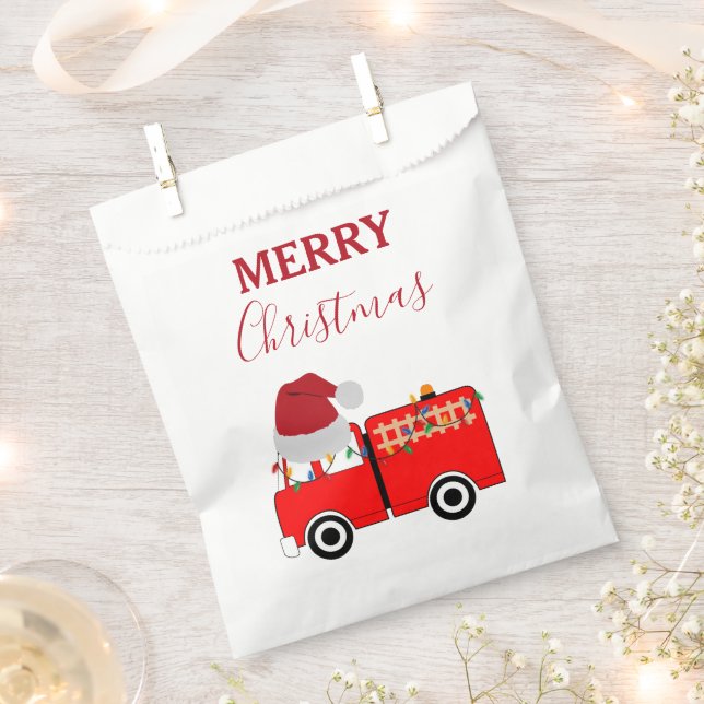 Christmas Red Fire Truck Favour Bags (Clipped)