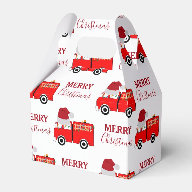 Christmas Red Fire Truck  Favour Box (Front Side)