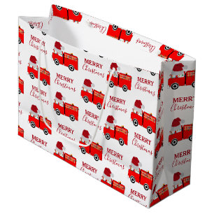 Christmas Red Fire Truck  Large Gift Bag