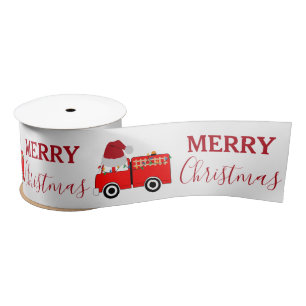Christmas Red Fire Truck Satin Ribbon