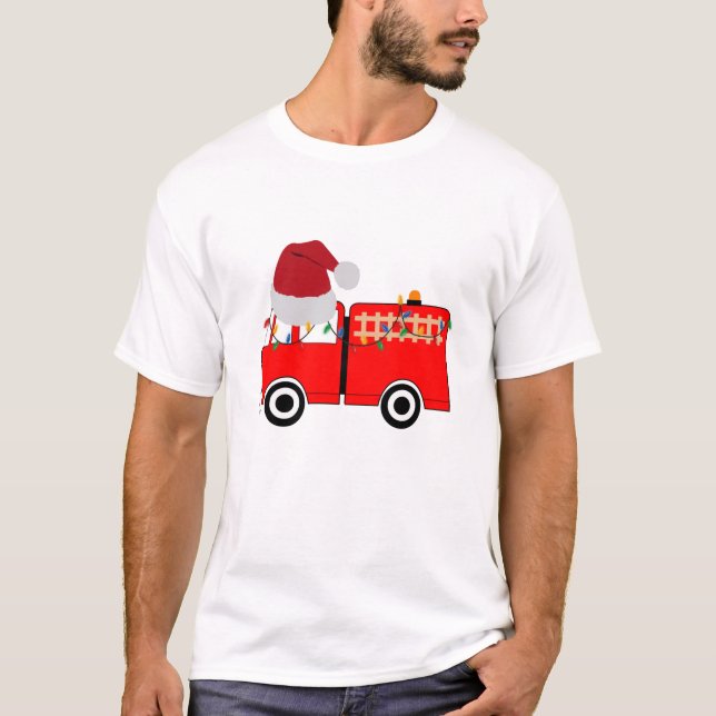 Christmas Red Fire Truck T-Shirt (Front)