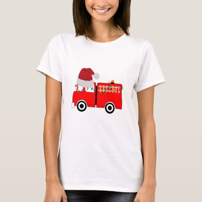 Christmas Red Fire Truck T-Shirt (Front)