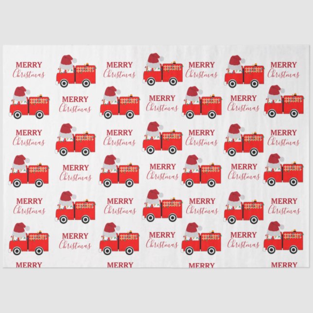 Christmas Red Fire Truck   Tissue Paper (Front)