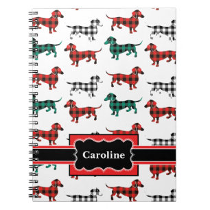 Christmas Red Flannel Dachshunds Cute Dogs Notebook