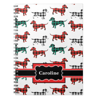 Christmas Red Flannel Dachshunds Cute Dogs Notebook