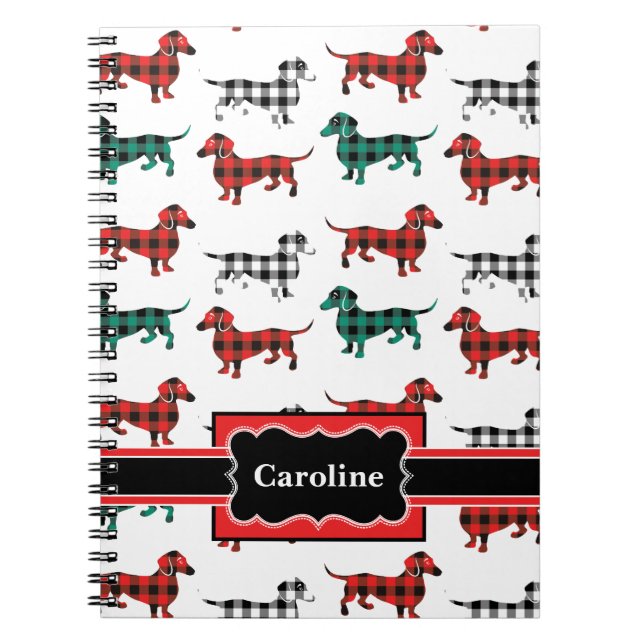 Christmas Red Flannel Dachshunds Cute Dogs Notebook (Front)