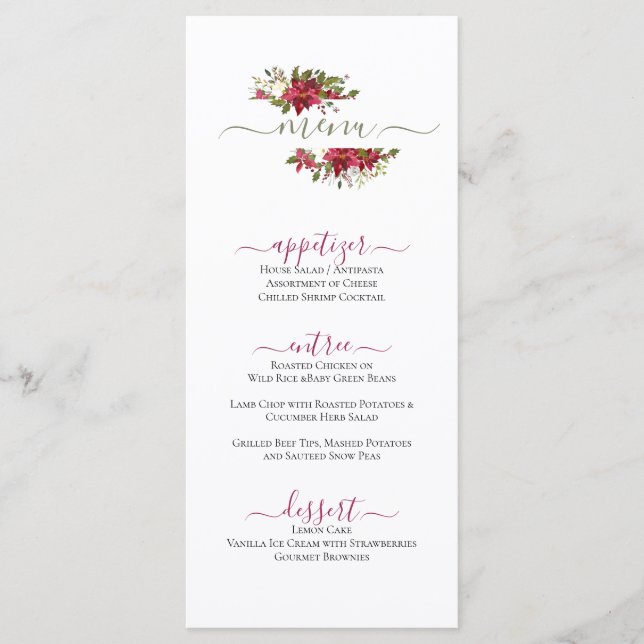 Christmas Red Floral Art Menu (Front)