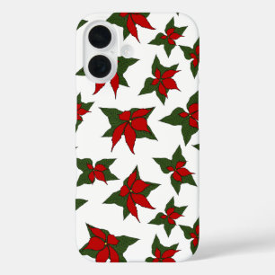 Christmas red floral botanical iPhone 16 case